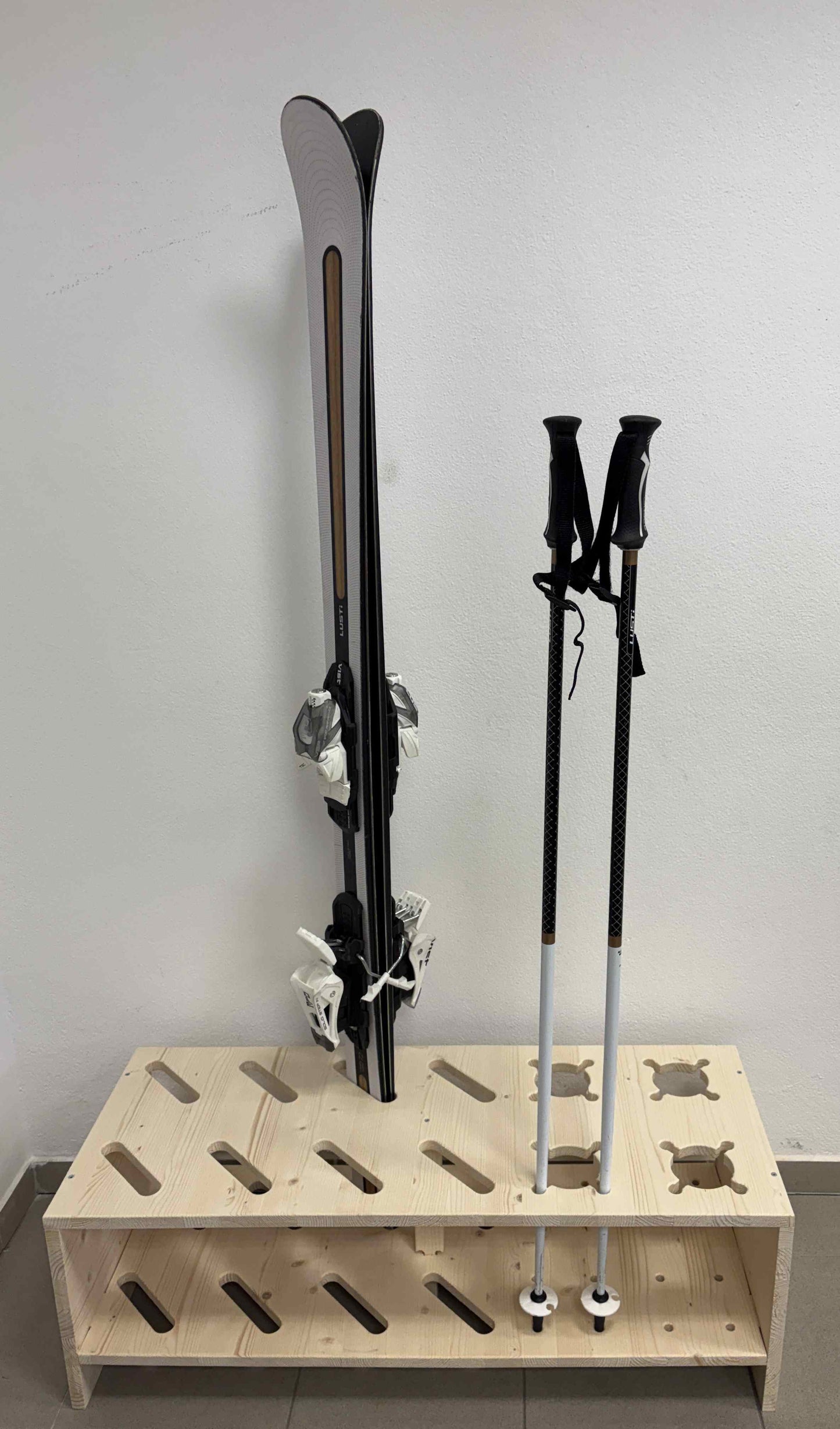 Kombinierter Skiständer für Ski und Stöcke - Naturfarbe
